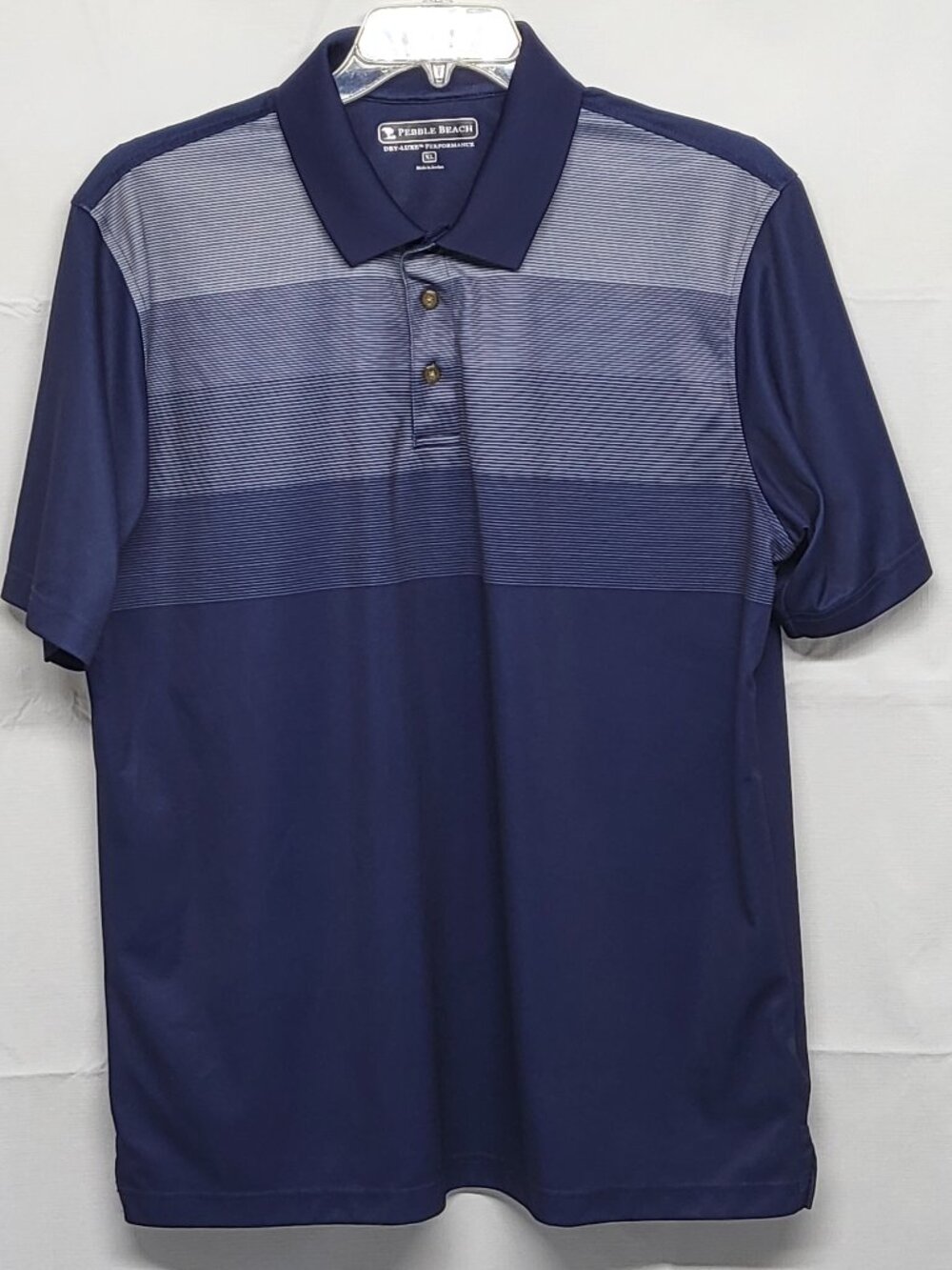 Pebble Beach Dry-Luxe Performance Polo Shirt XL Short Sleeve Golf Striped